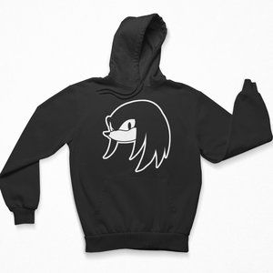NEW Knuckles Echidna Face Head Sonic Fleece Pullover Hoodie BLACK